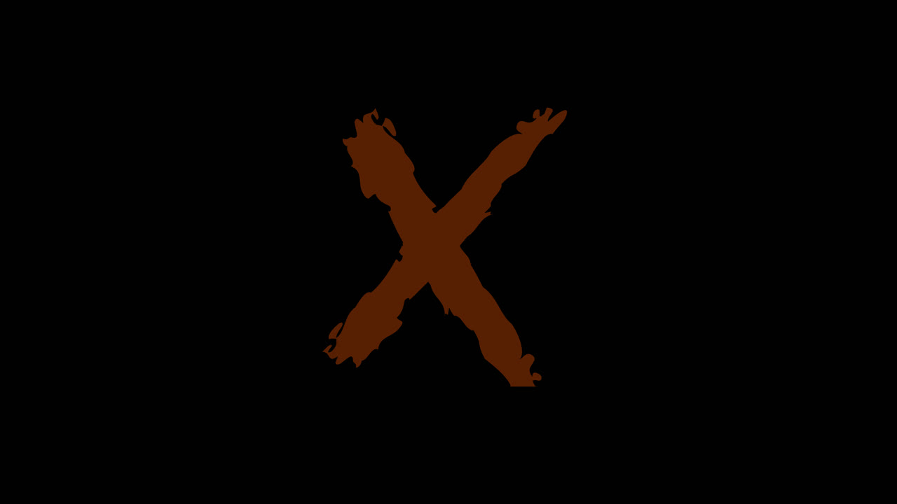 Reddish Brown X on a Black Background