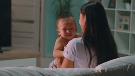 mother comforting a crying child
