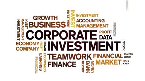 4k corporate investment animated tag word cloud,text animation seamless loop.