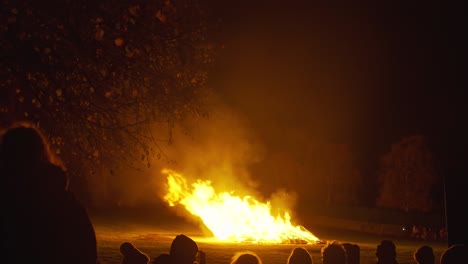 night time large campfire outside