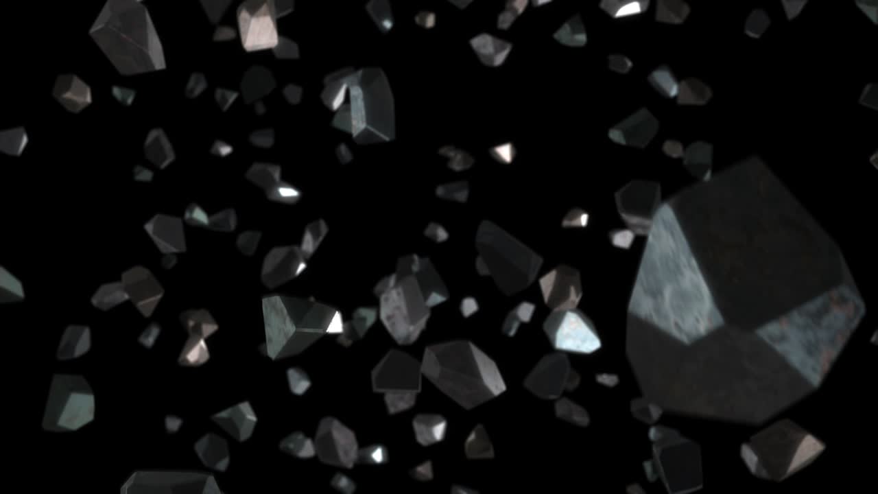 떨어지는 3d 금속 조각 03