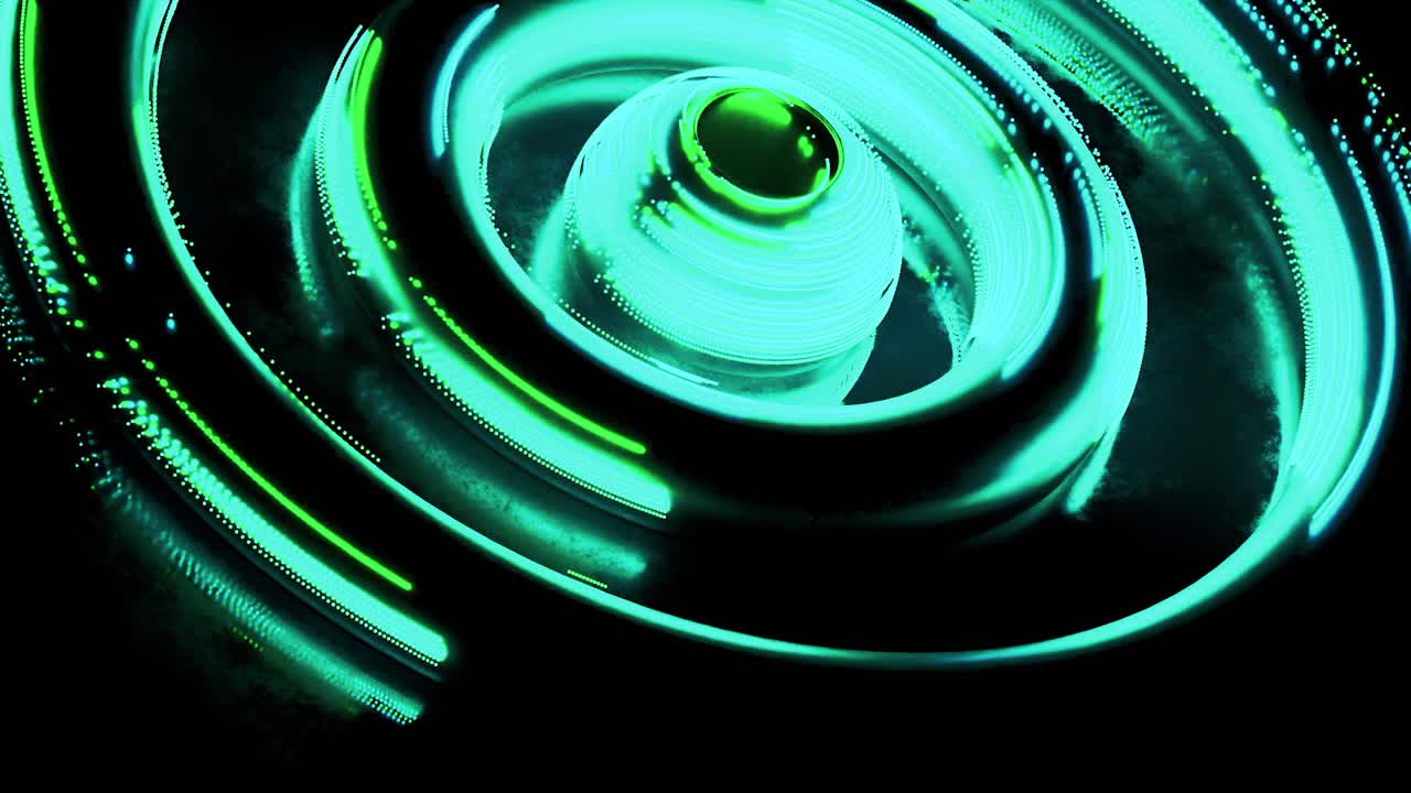Abstract Spiral Design with Glowing Green Lines