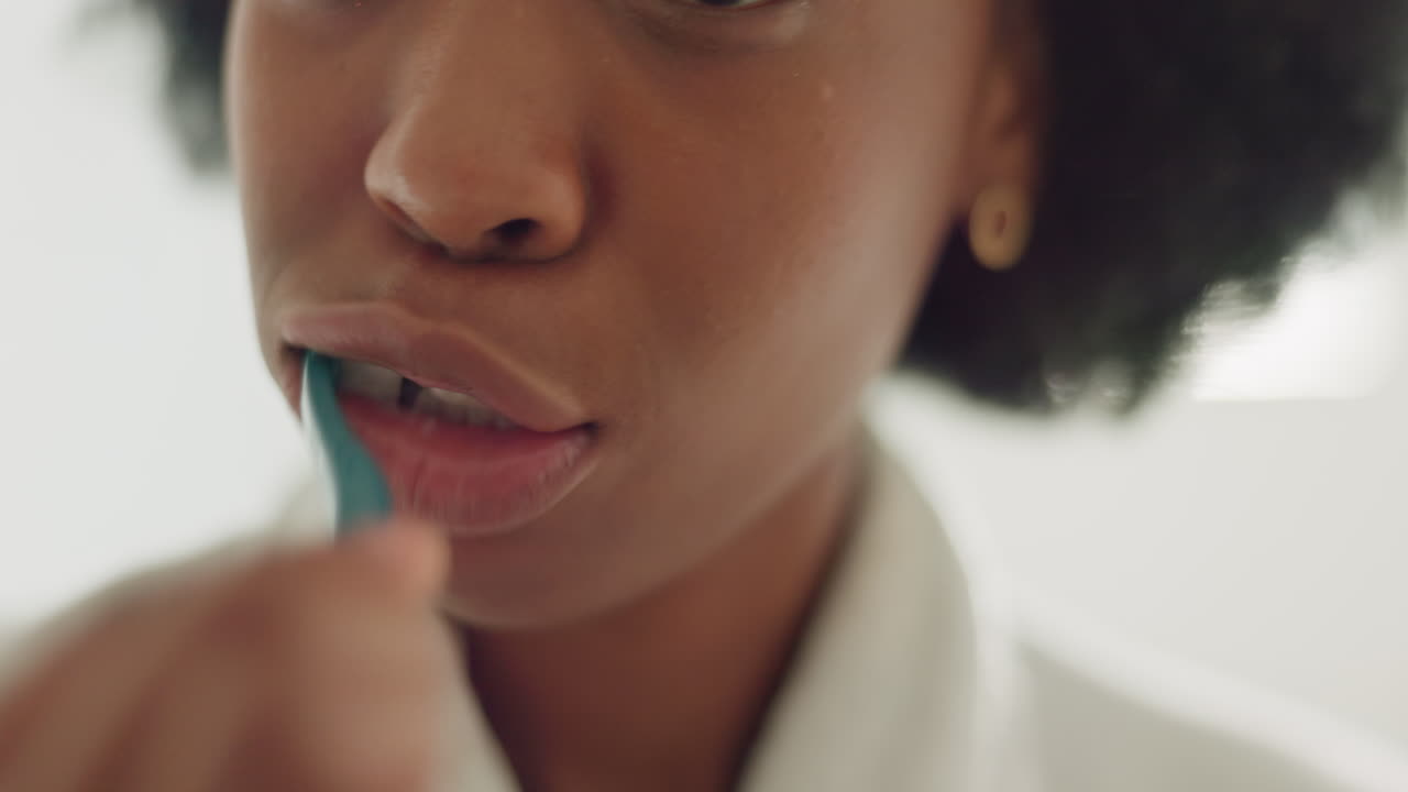Black woman, brushing teeth