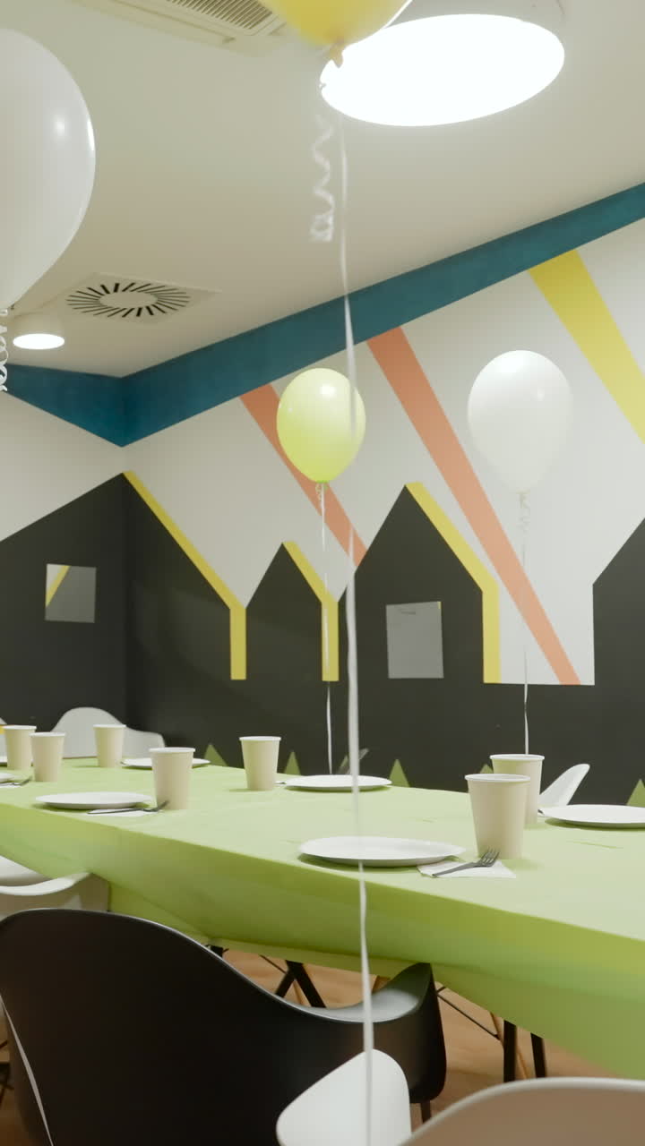 Festive Party Table Setting with Balloons