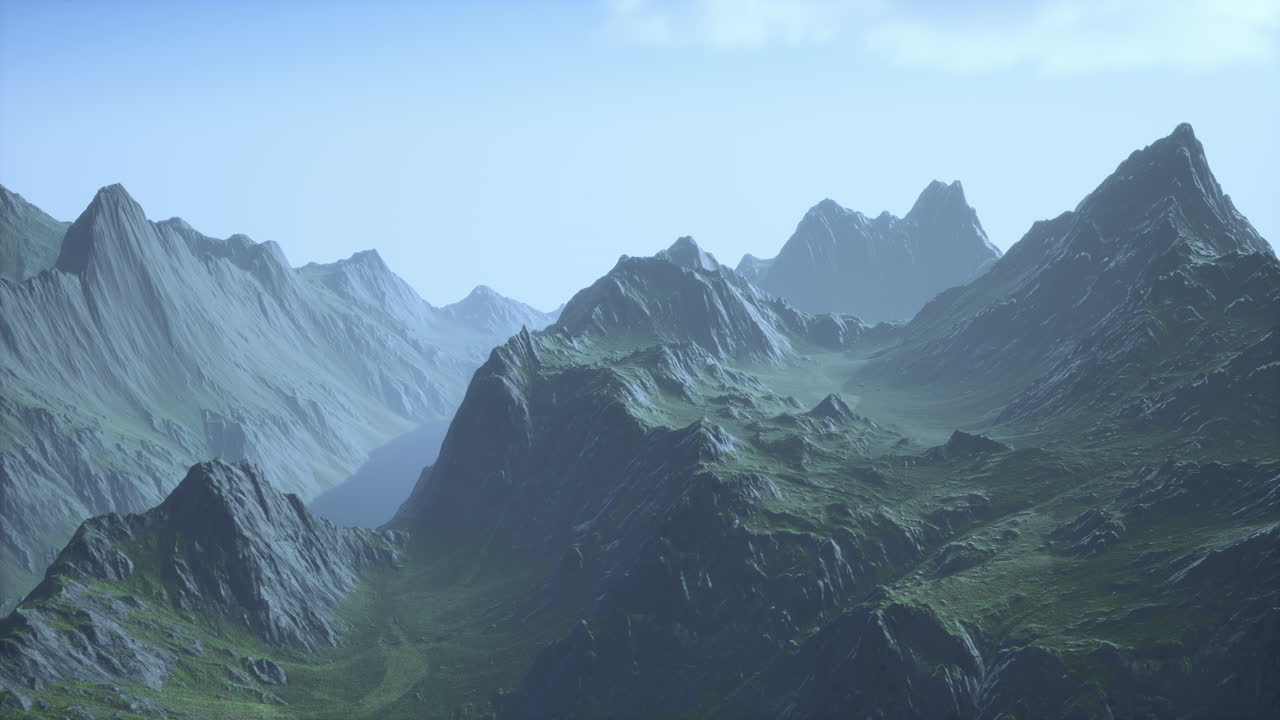 노르웨이의 산에서 안개