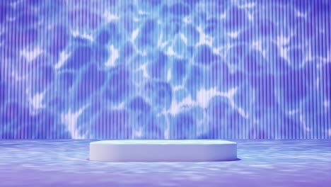 ondas abstractas y plataforma blanca con fondo púrpura