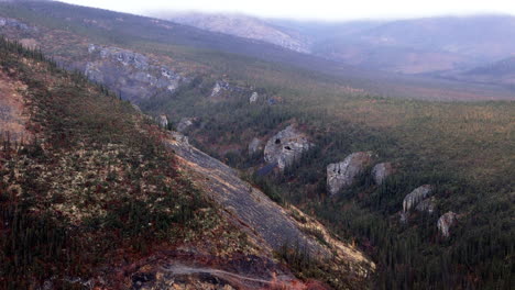mountain landscape, engineer creek, dempster highway, yukon, canada - drone shot