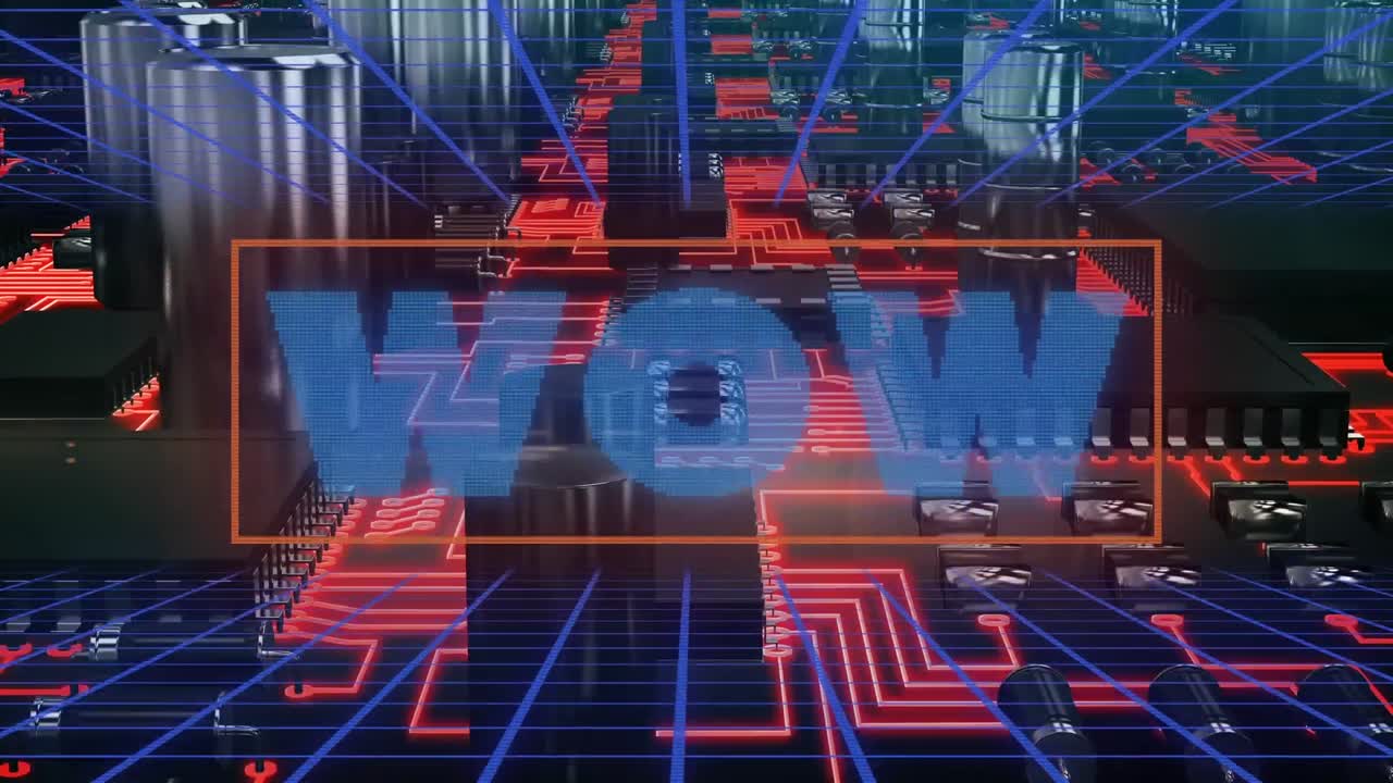 기하학적 모양과 데이터 처리에 대한 와우 텍스트의 애니메이션