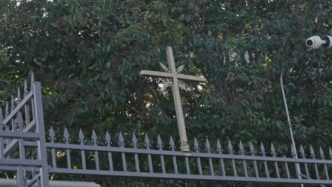 A-static-shot-of-road-side-fence-in-the-morning-time