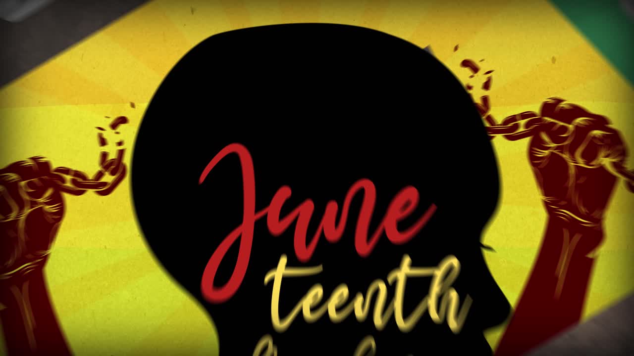 Animace ke Dni svobody Juneteenth s trhajícími se řetězy