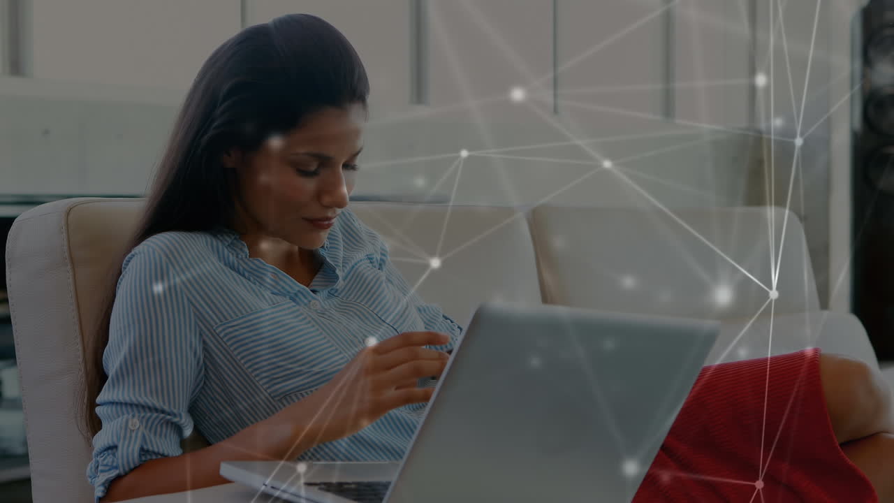 Caucasian woman in social distancing buying online at home