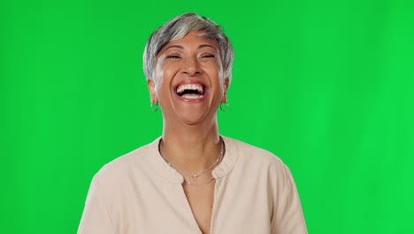Happy,-smile-and-laugh-with-woman-on-green-screen
