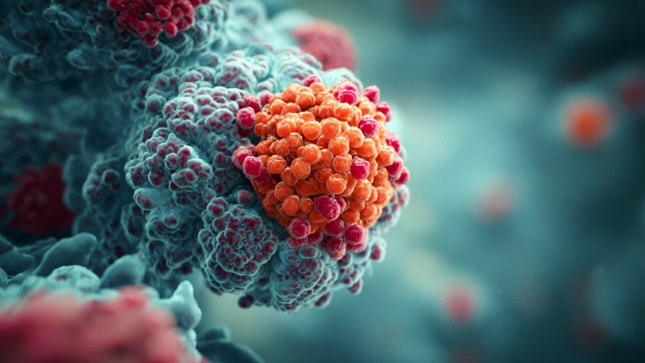 Examining Microscopic Structures: A Close-Up View of Vibrant Cellular Formations Showcasing Intricate Details and Colorful Patterns in a Scientific Context