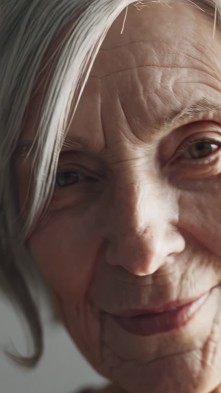 retrato en primer plano de una anciana sonriente