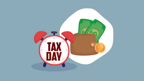 tax day animation with wallet and money