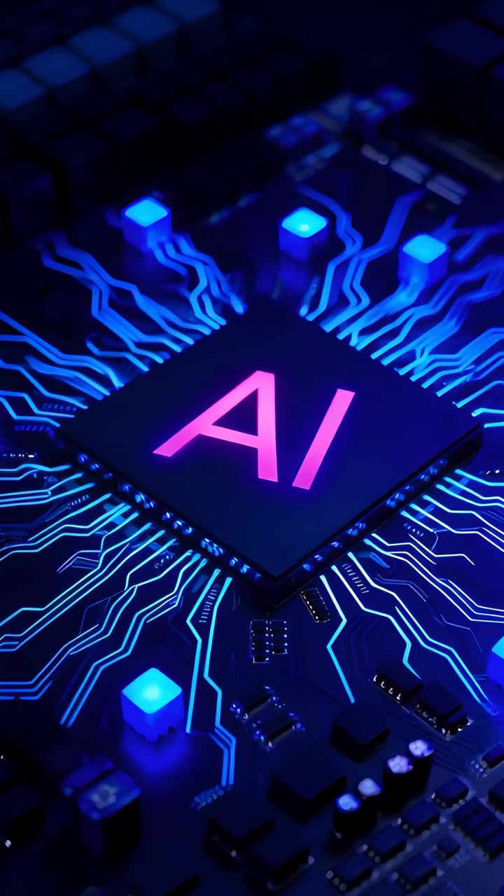 Futuristische KI-Chip-Motherboard-Technologie Hintergrund 4K