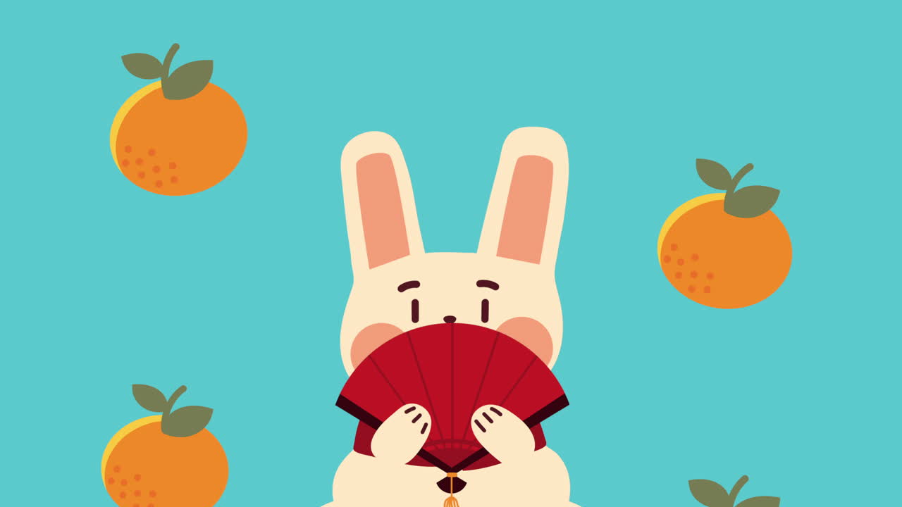 팬 애니메이션과 함께 중국 토끼