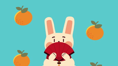 conejo chino con animación de ventilador
