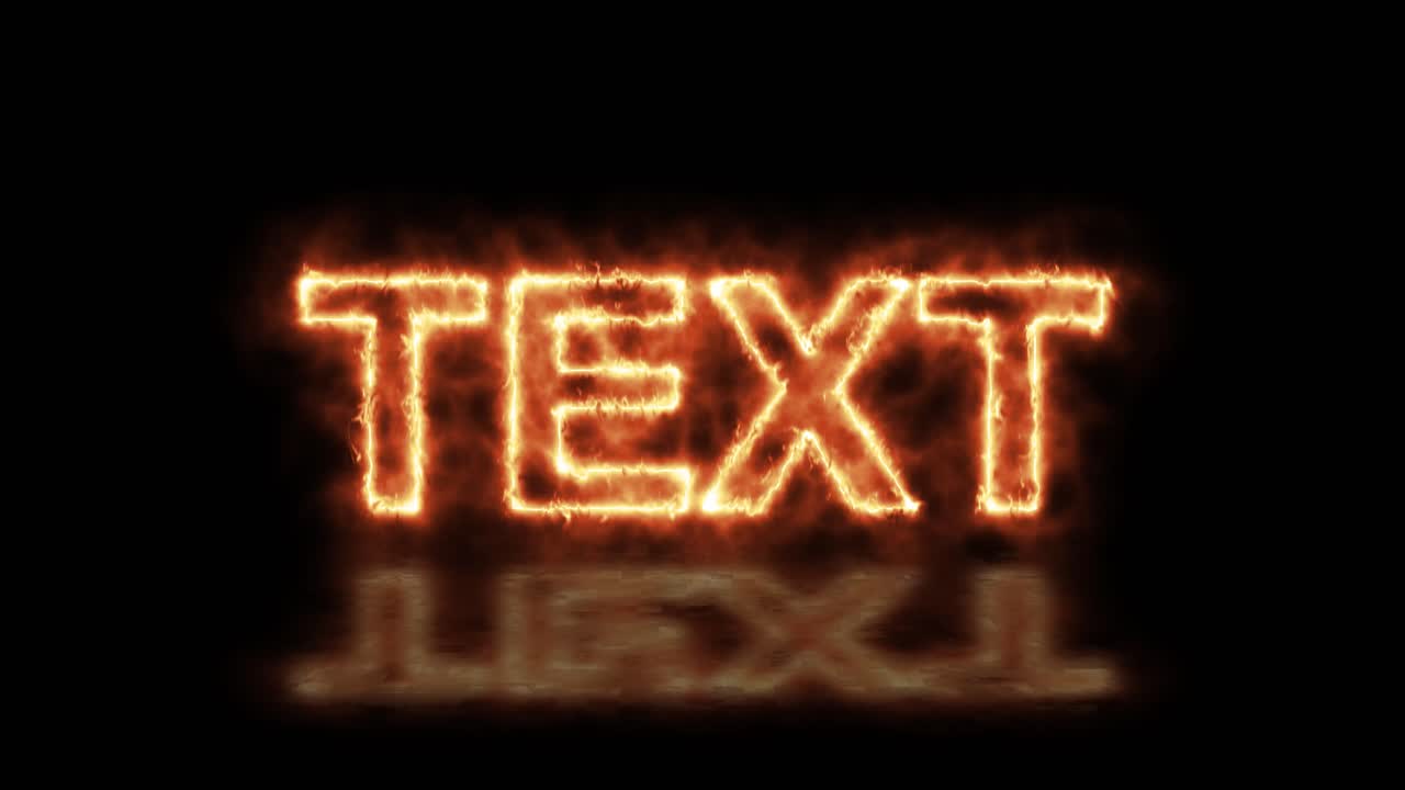 Text in fire with reflection