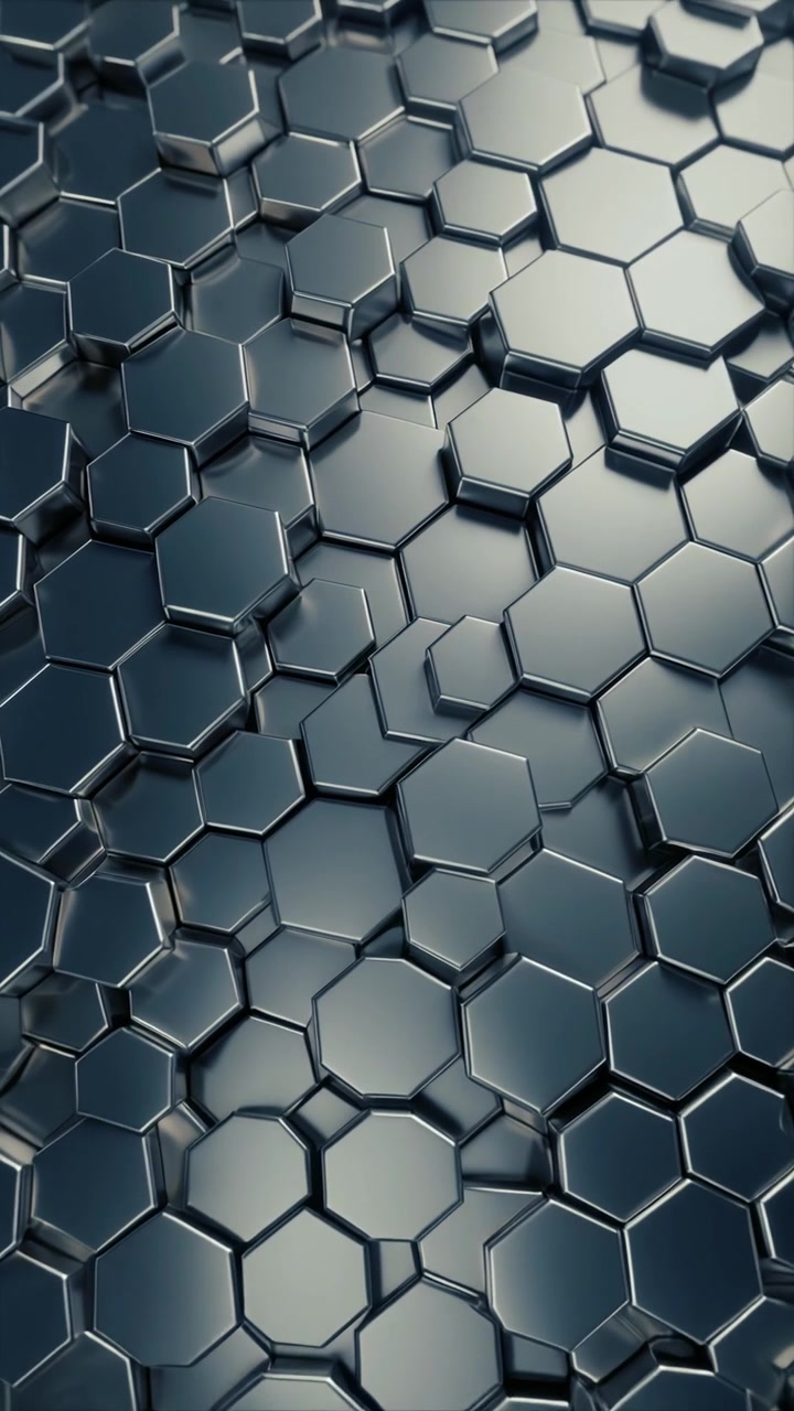 Abstract Background of Moving Metallic Hexagonal Tiles