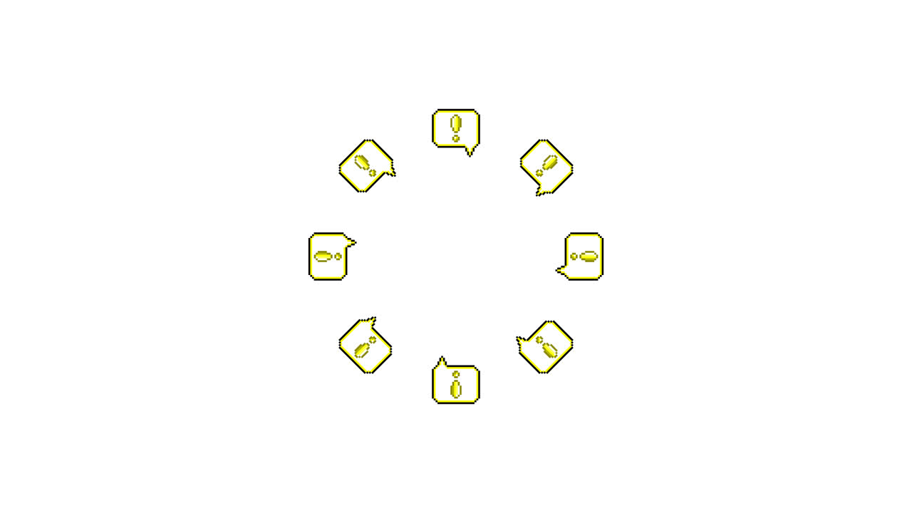 Pixel Art Speech bubble Exclamation mark Spinning Circle Animated Overlay Transparent 30fps (3)