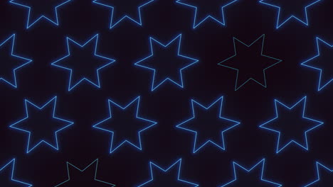 blue neon stars pattern on black gradient