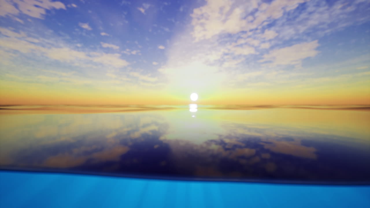 Beautiful sunset over calm ocean waters at twilight serene and tranquil