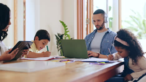 educación, trabajo a distancia o trabajo independiente con una familia