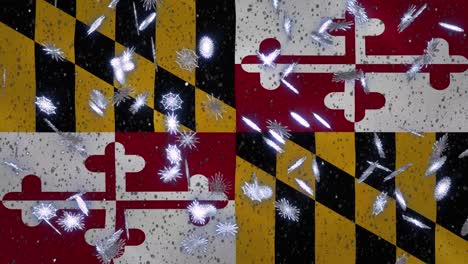 maryland waving flag and snowfall cyclic background for christmas and new year, loop