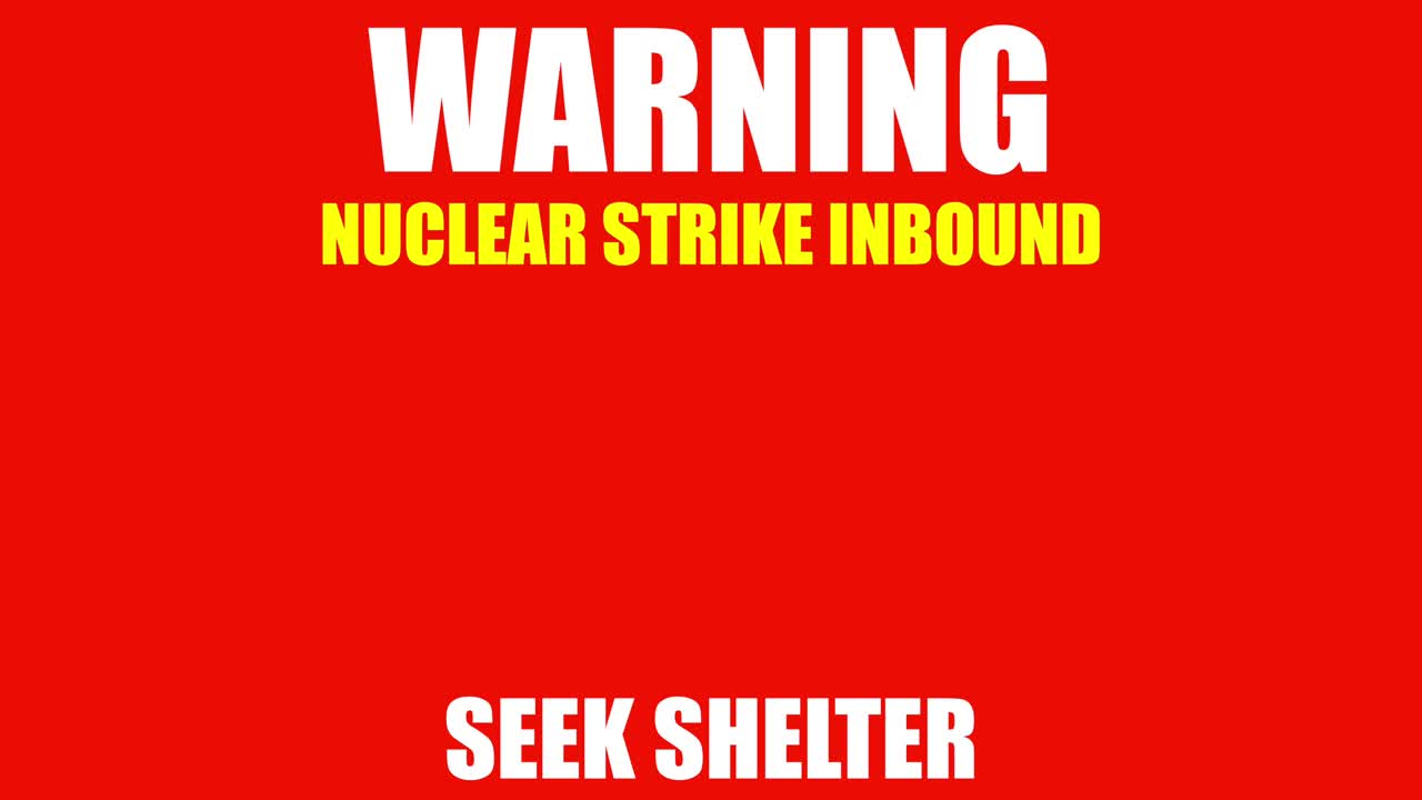 Warning flashing nuclear nuke strike missile inbound symbol icon graphic