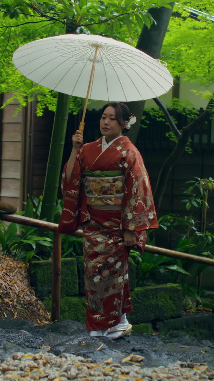 Woman in Traditional Japanese Kimono