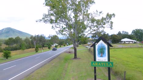 welcome to aratula sign in the scenic rim near brisbane in australia