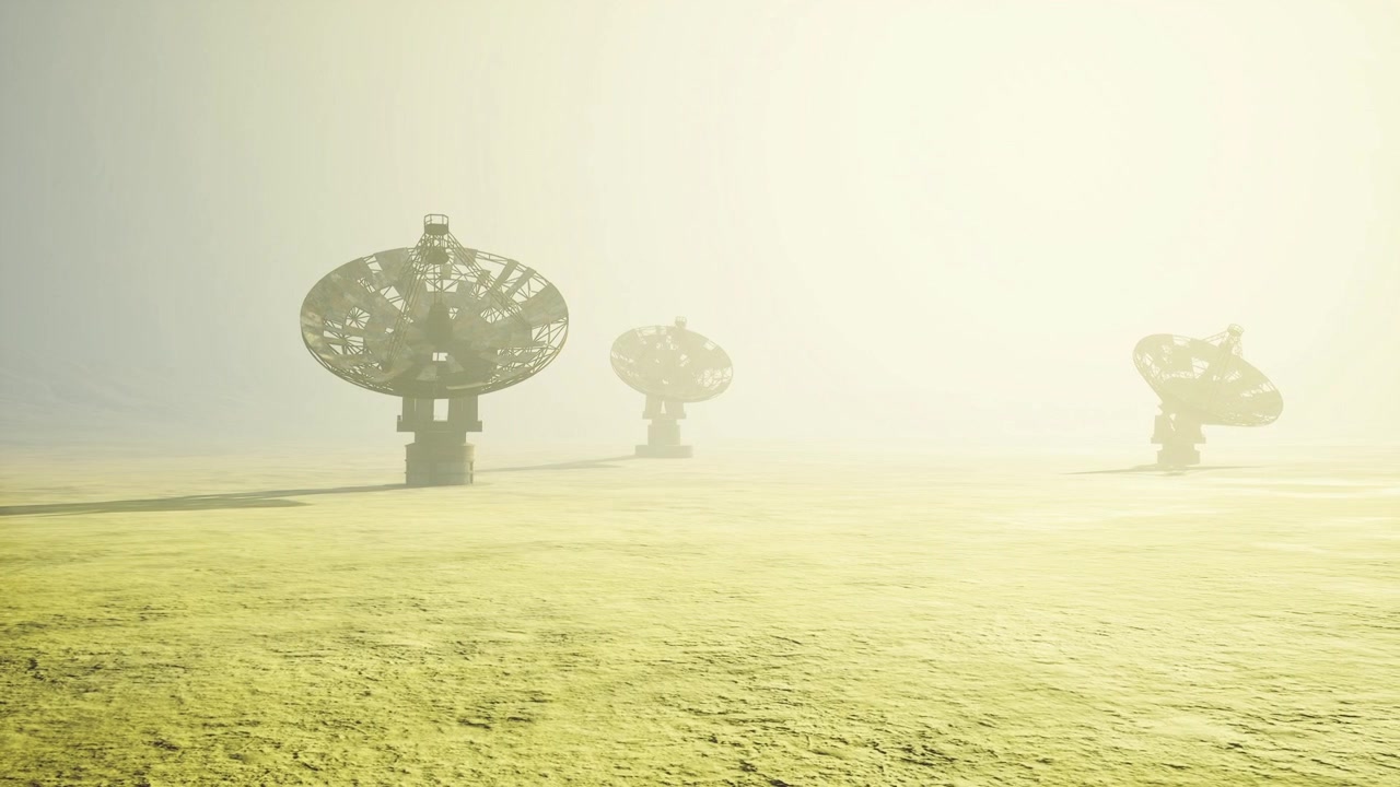 Serene radio environment with distant receivers in pastel shades