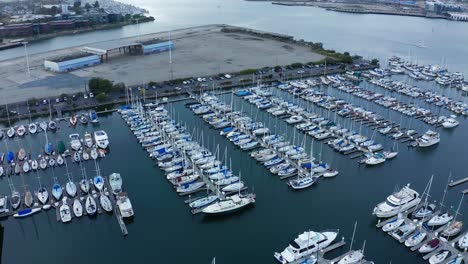 Huge-marina-with-a-lot-of-sailboats-and-ships-during-the-day