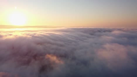 Birds-passing-over-a-fogwave-during-sunrise