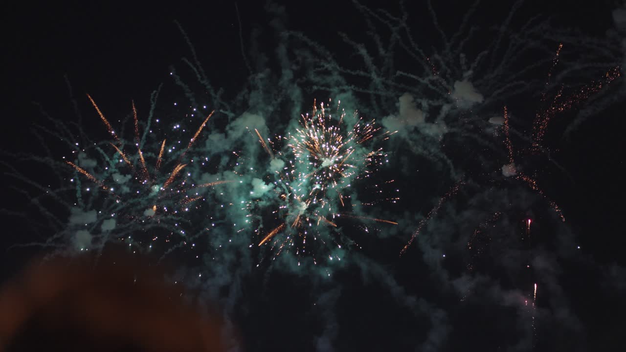 espectáculo de fuegos artificiales por la noche