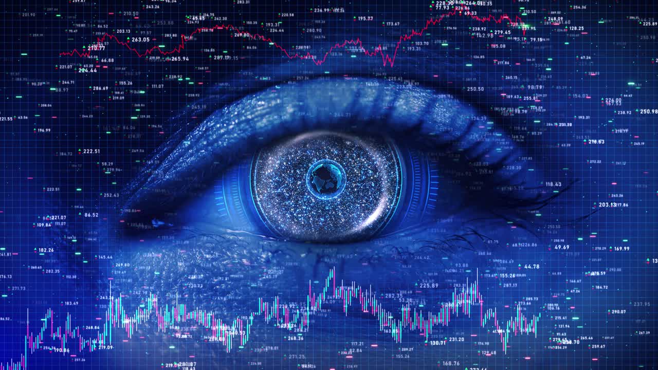 Futuristic mesh lines innovative medicine eye technology artificial intelligence scans information