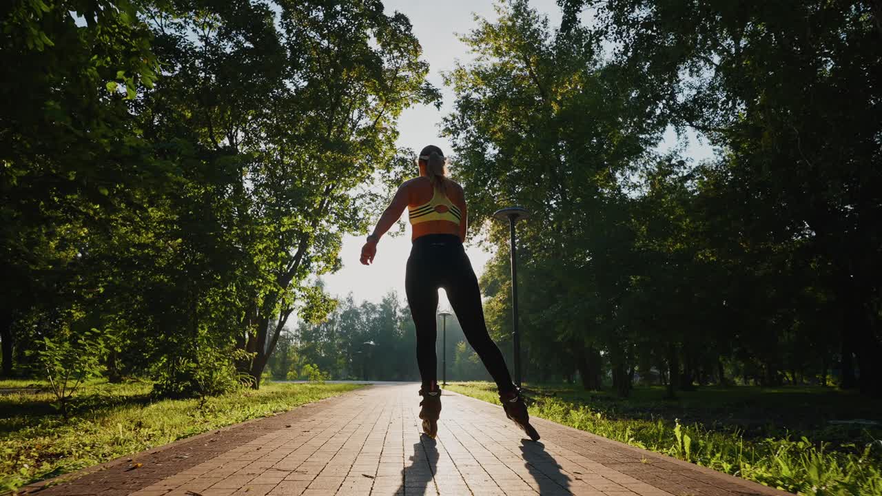 mujer patinando en un parque