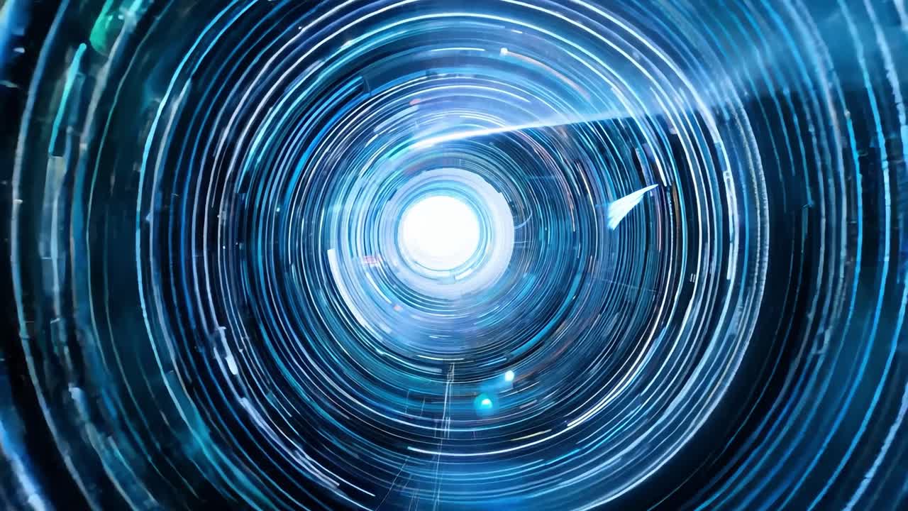 추상적인 블루 디지털 아트 터널