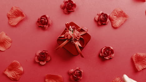 red decorations and a gift box