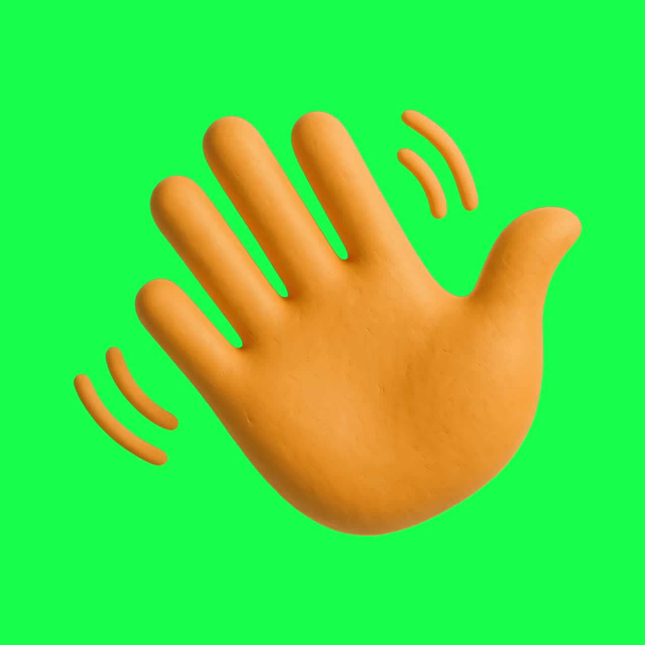 Waving hand emoji icon animation, transparent 4K video, green screen