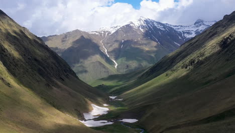 hyper-lapse moving through the valley of the caucasus mountains in georgia