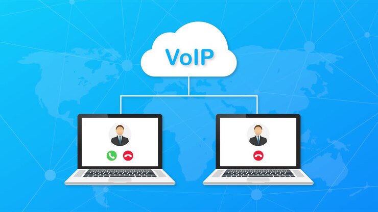 VoIP technology, voice over IP. Internet calling banner. Motion graphics