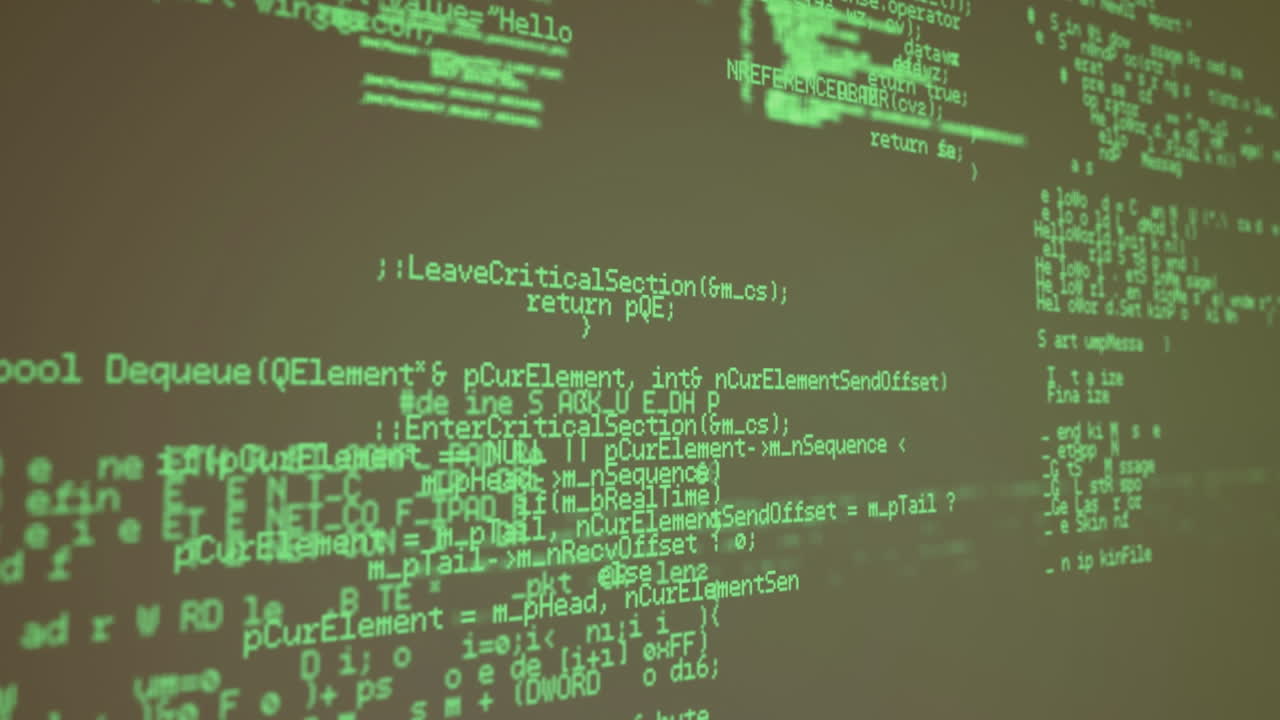 Animation of interface with data processing against grey background