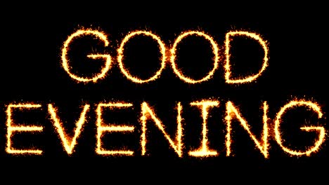 good evening text sparkler glitter sparks firework loop animation