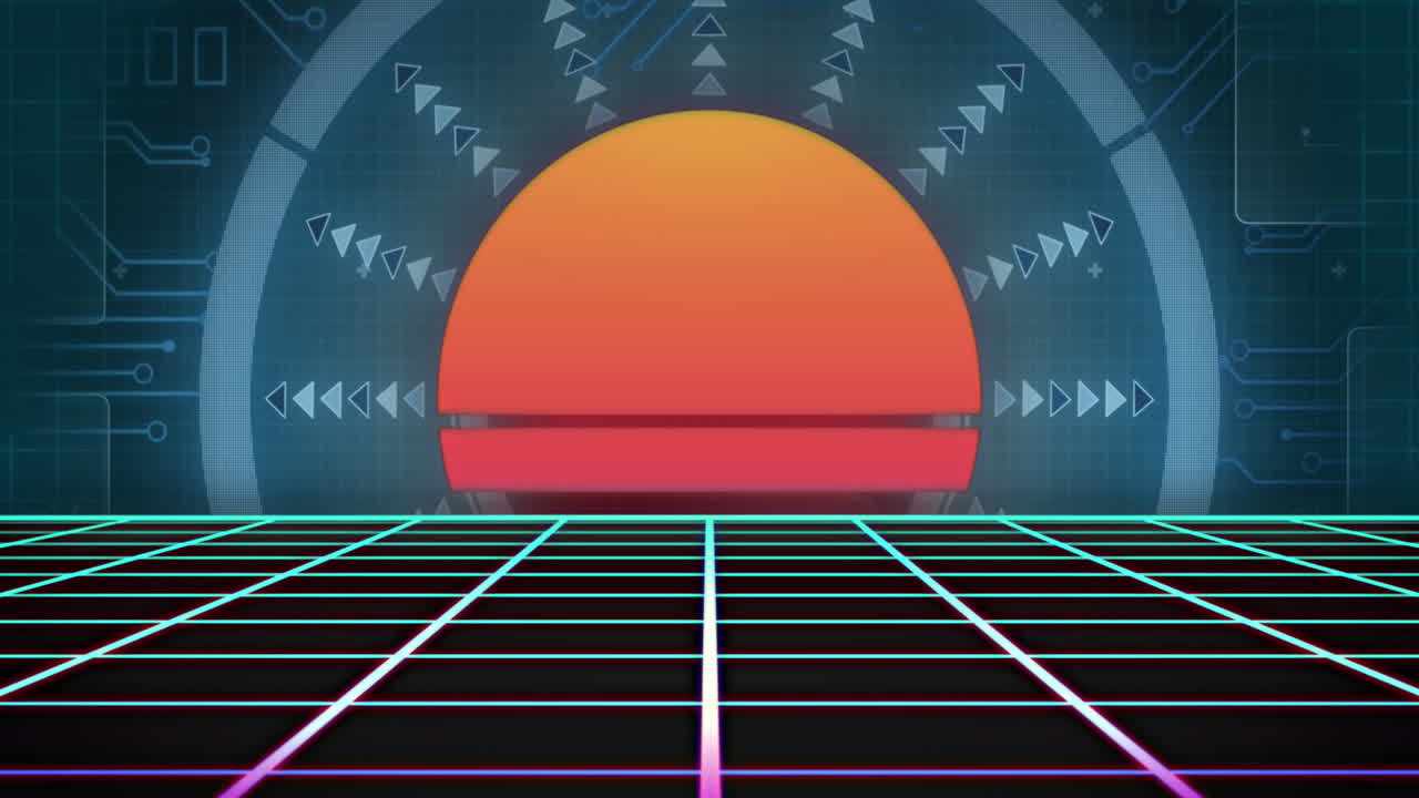 원형 스캐너 및 마이크로 프로세서 연결에 대한 원활한 패턴으로 그리드 네트워크의 애니메이션