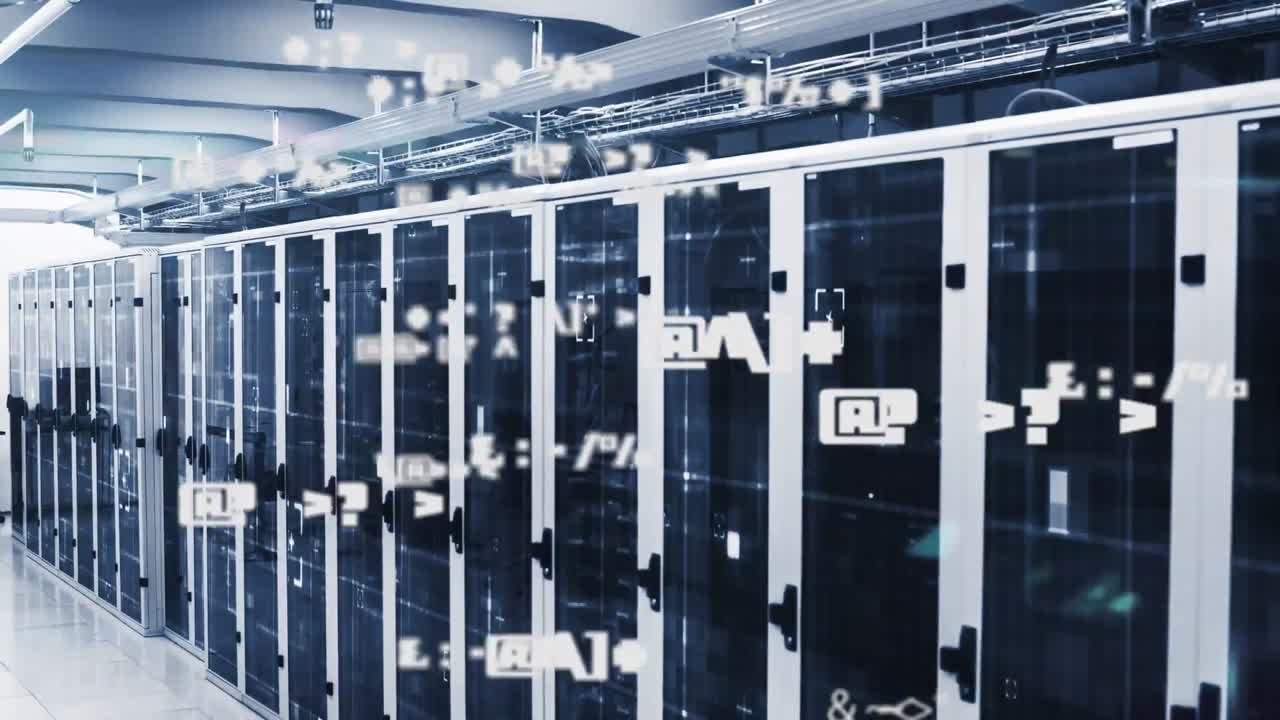 컴퓨터 서버를 통해 데이터 처리의 애니메이션