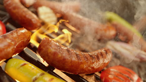 grilled sausages with vegetables