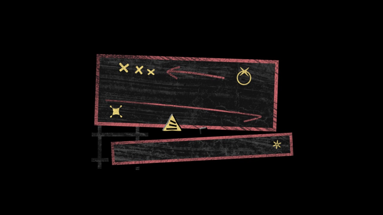 Animated Chalkboard Graphic with Hand-Drawn Symbols and Arrows