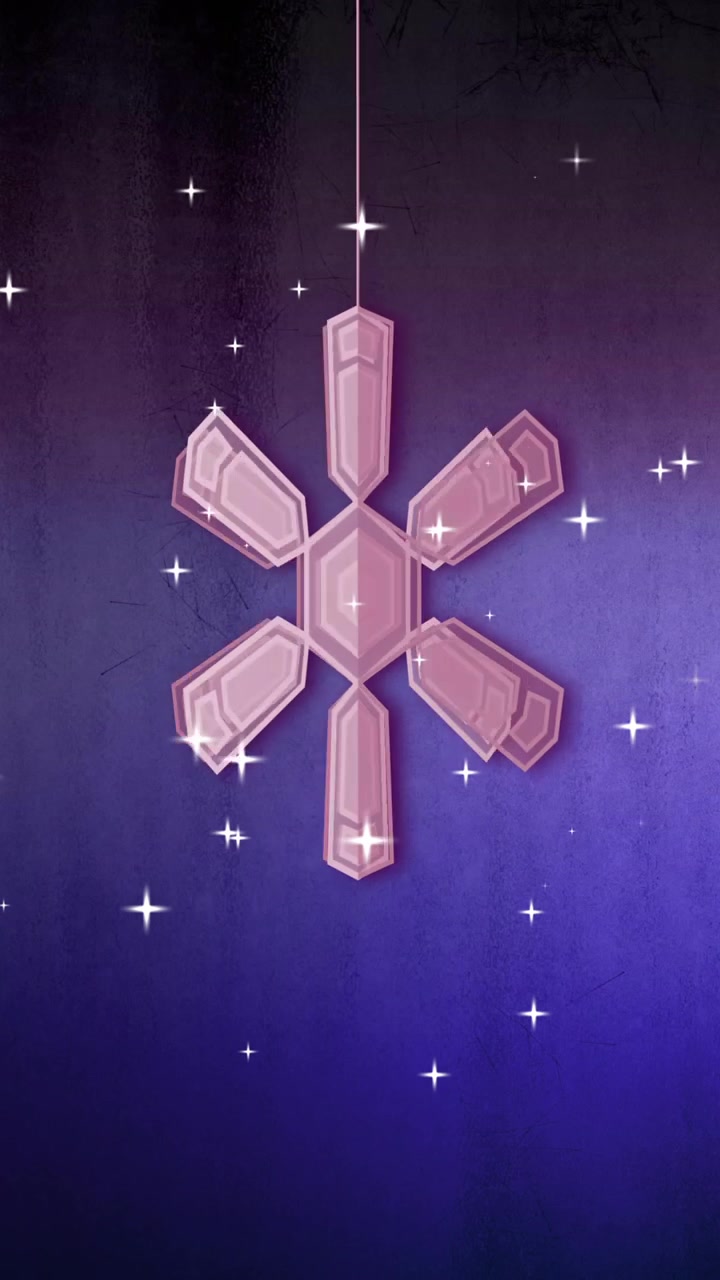Animazione di fiocchi di neve su porta di legno con maniglie dorate